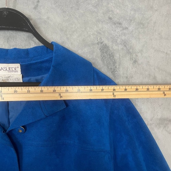 Vintage 70s Ultrasuede Blue Maxi Coat Dress Long Duster Medium Statement Winter - Picture 7 of 12